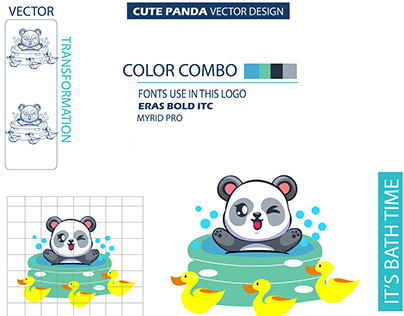 Cutie Panda Vector Illustration With Process Work 😎🐼