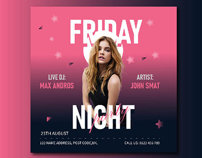 Night party Flayer and social media post design.