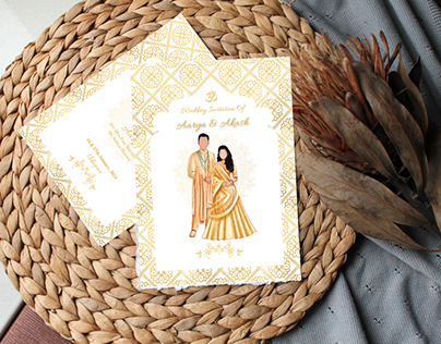 White and Golden Indian Wedding Invite