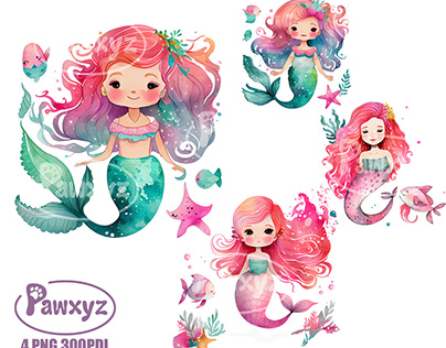 Cute Mermaid Clipart PNG file