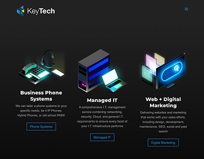 Homepage icons for tele tech company