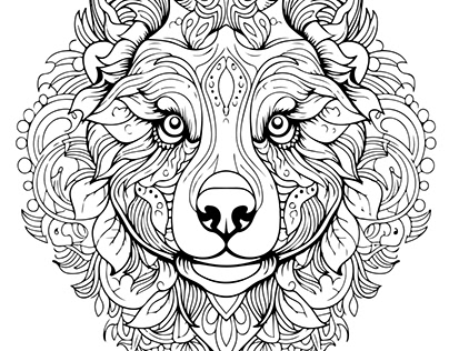 Bear Head Mandala Art Coloring Page
