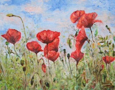 "Poppies", oil painting
