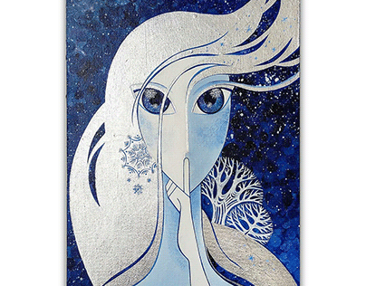 Silent song of Winter, acrylic painting, 50x30 cm