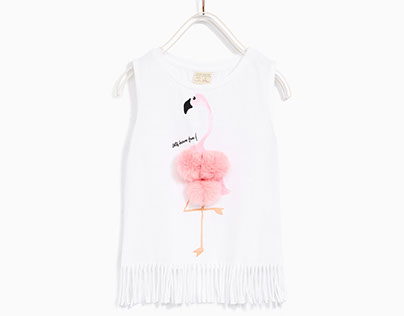 flamingo top Zara Girl Casual SS17
