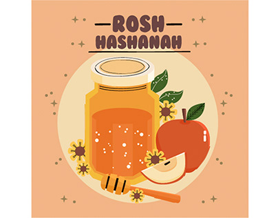 Flat Rosh Hashanah Concept Illustration