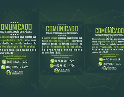 Kit mídia social Guerra Telecom: Comunicado