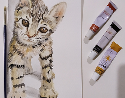 Kitten in watercolors