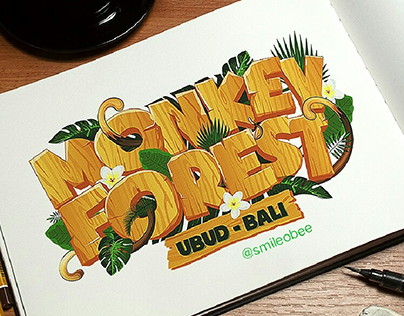 MONKEY FOREST - Ubud Bali Typography