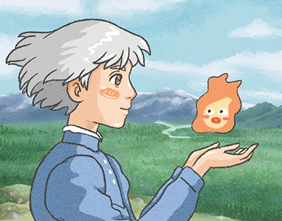Sophie and Calcifer - Howl Moving Castle
