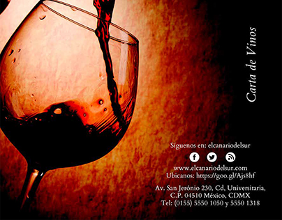 Carta de vinos "El Canario del Sur"