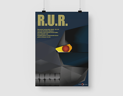 Plakát RUR (školní práce, ilustrace + grafický design)
