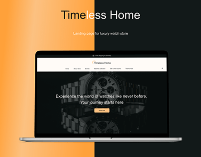 Landing page watch store Timeless home| UI/UX design