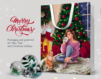 New Year Christmas holidays Packaing Postcard