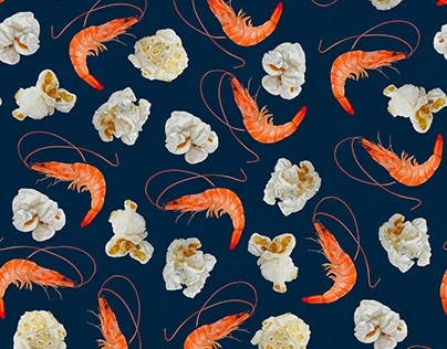 Popcorn Shrimp repeating pattern - various colourways