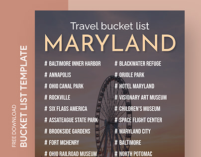 Free Maryland Travel Bucket List Template