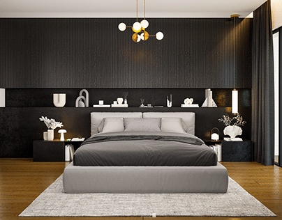 Black Bedroom Design and D5 Render