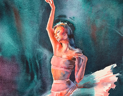 Watercolor portrait “Ballerina Dariya Ustujaninova”