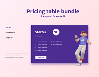 Pricing table bundle for Axure Rp10