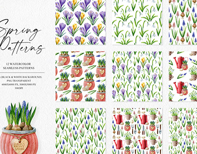 Spring watercolor patterns