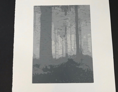 “Between the Trees” Spring 2018 Woodcut print