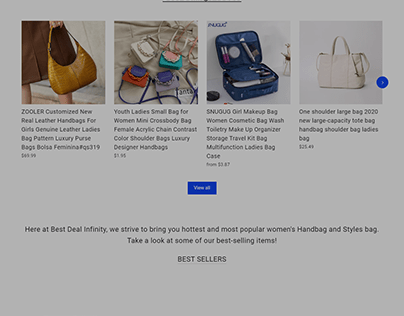 Shopify theme customization. women handbag collection