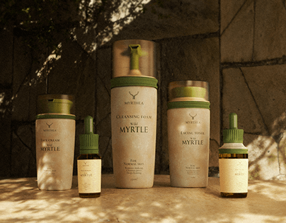 Myrthea: cosmetics brand; package design