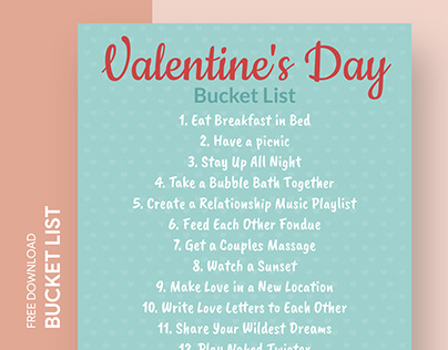 Free Best Valentine's Day Bucket List Template
