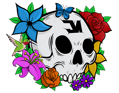xJMx Floral Skull Apparel/Sticker Design.