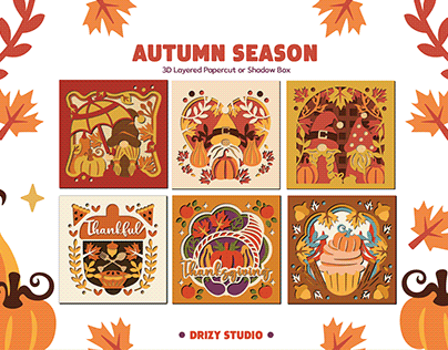 Autumn Season 3D Shadow Box