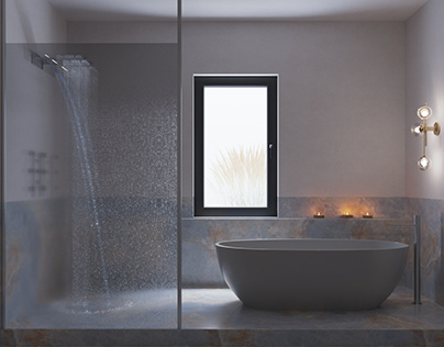 Stone bathroom/interior render
