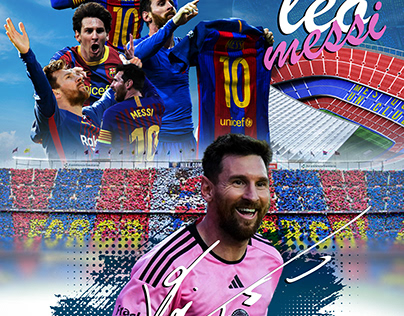 Leo Messi FC Barcelona x Inter Miami Poster Design