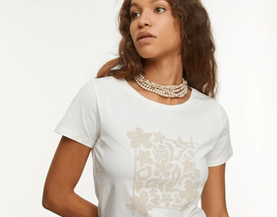 MUDO kadın - çiçek desenli kısa kollu t-shirt