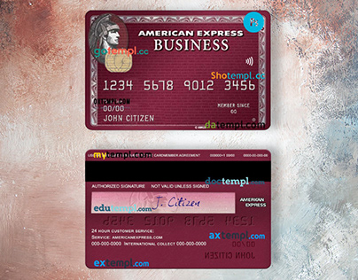 USA San Francisco CHIME bank amex card template