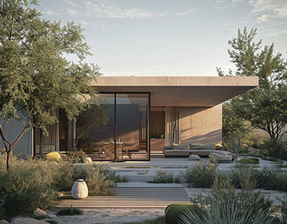 A palatial minimalist house in desert