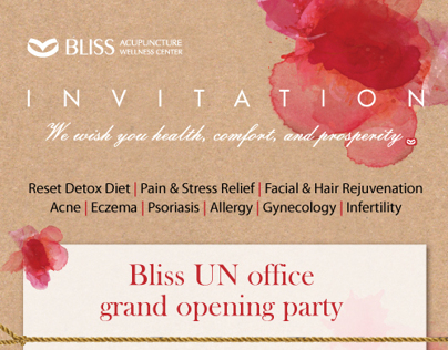 Bliss Acupuncture wellness center web invitaion