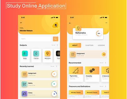 Interaction design for Study Online Application.