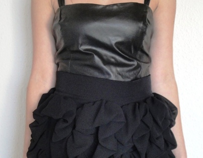 Leather + ruffled dress