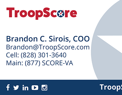 TroopScore business cards. Brandon C. Sirois, COO