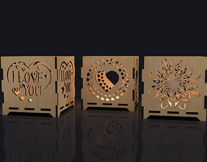 Laser cut valentines day candle holder