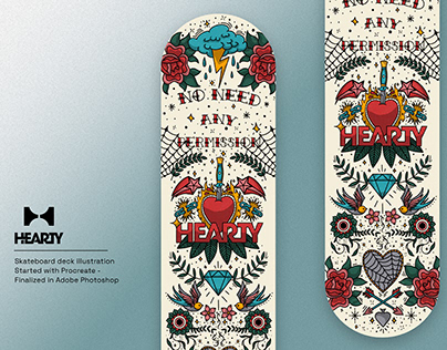 Project thumbnail - HEARTY-SKATEBOARD ILLUSTRATION-OLD SCHOOL GRAPHIC