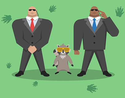 The raccoon and two bodyguards.