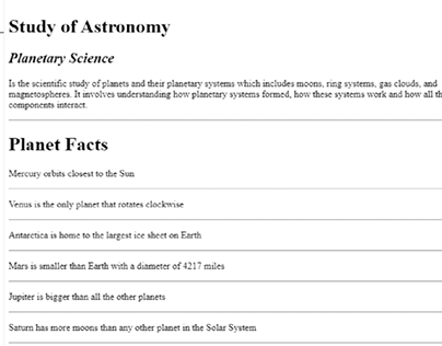 Astronomy Web Page Coded
