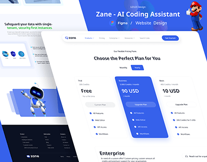 Zane - AI Coding Assistant Website Design - SaaS UI/UX