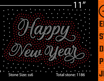 Happy New Year Rhinestone T-shirt Design