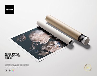 Rolled Canvas Print with Tube Mockup