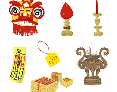 Taiwan temple culture illustrations