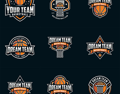 Set of Basketball Emblems, Badges and Logo Designs.