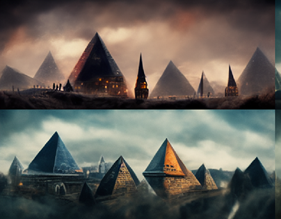 pyramids and harry potter digital art