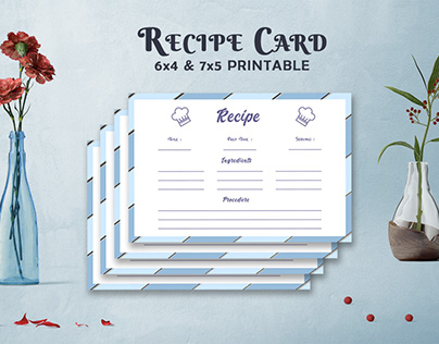Free Recipe Card Printable Template V10